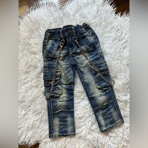 Stylish Chain-Embellished Denim Jeans